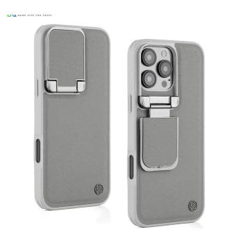 iPhone 15 Pro Max Cover - Elegant Grey Titanium Leather Case