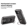 iPhone 16 Black Leather Case with Magnetic Ring Holder