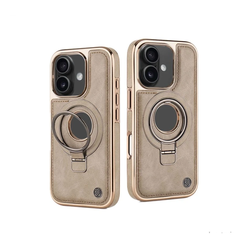 iPhone 16 Leather Case with Magnetic Ring Holder – Desert Classy Elite