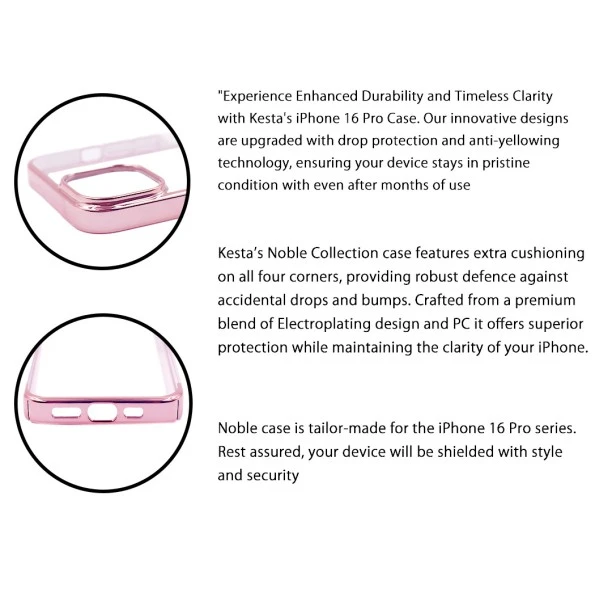 iPhone 16 Pro Noble Pink Transparent Case – Stylish & Protective Cover