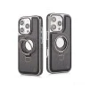 iPhone 16 Pro Max Leather Case with Magnetic Ring Holder – Black