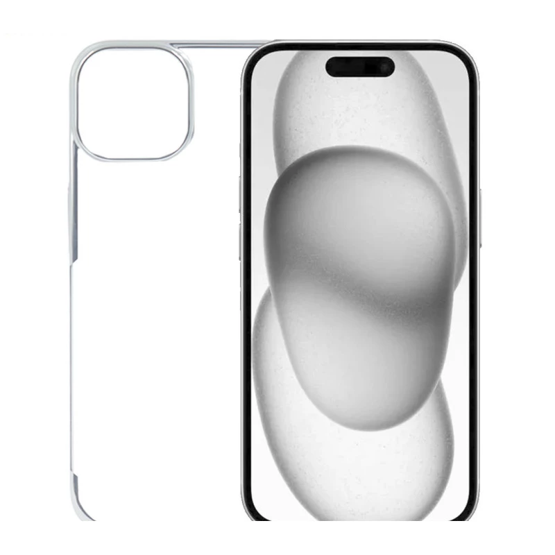 iPhone 16 Pro Max Transparent Case – Noble Silver Shockproof Back Cover