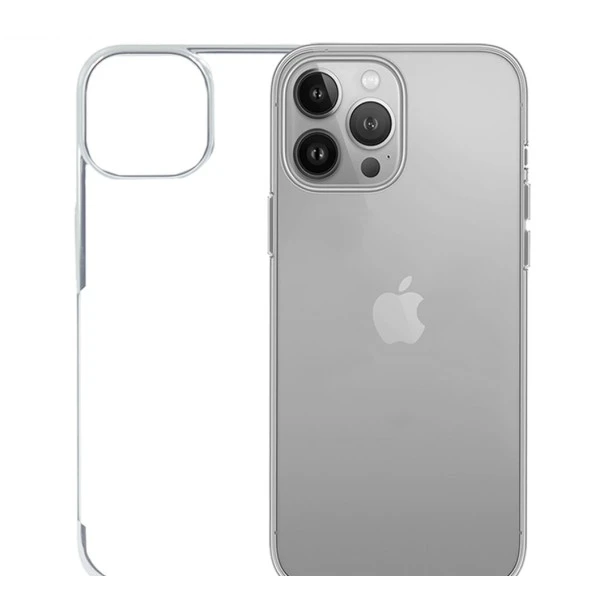 iPhone 16 Pro Max Transparent Case – Noble Silver Shockproof Back Cover
