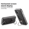 iPhone 17 Black Leather Magnetic Ring Holder Case