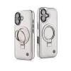 iPhone 17 Elite Grey Leather Case with Magnetic Ring Holder