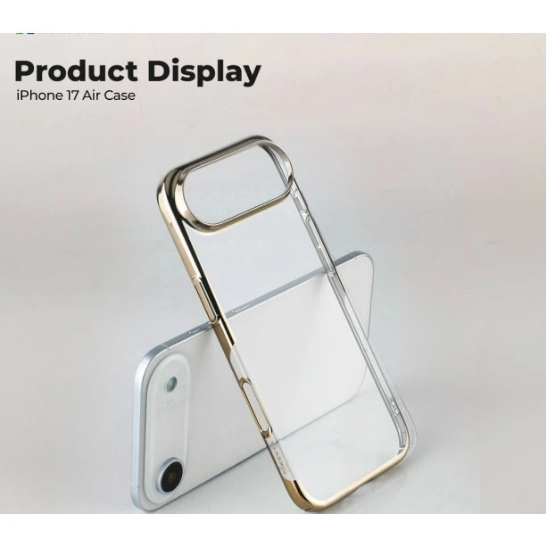 iPhone 17 Air Transparent Gold Case – Slim Shockproof Cover