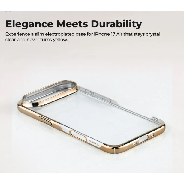 iPhone 17 Air Transparent Gold Case – Slim Shockproof Cover