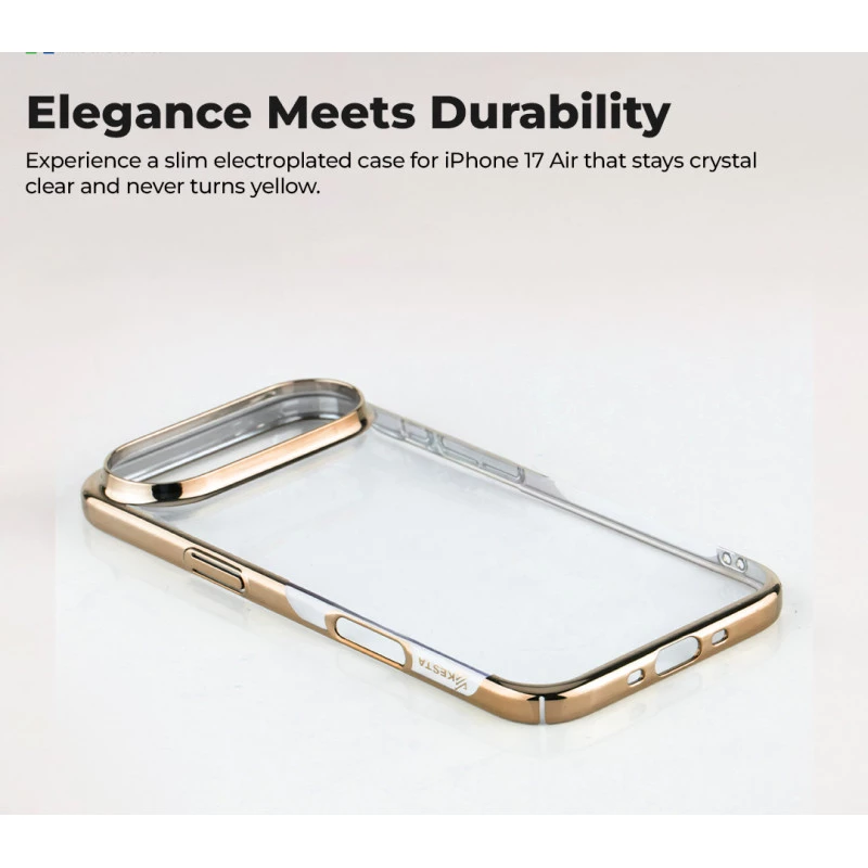 iPhone 17 Air Transparent Gold Case – Slim Shockproof Cover