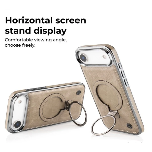 iPhone 17 Air Desert Leather Case with Ring Holder – Slim Protective Cover