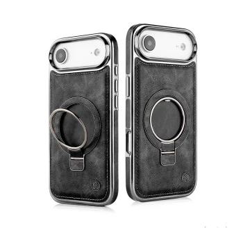 iPhone 17 Air Black Leather MagSafe Case – Slim Shockproof Cover