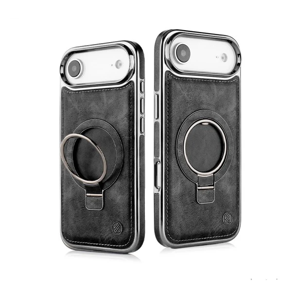 iPhone 17 Air Black Leather MagSafe Case – Slim Shockproof Cover