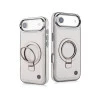 iPhone 17 Air Leather Case with Ring Holder – Grey Shockproof Cover