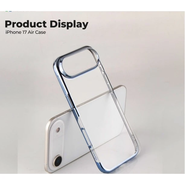 iPhone 17 Transparent Air Cover – Slim Blue Shockproof Case