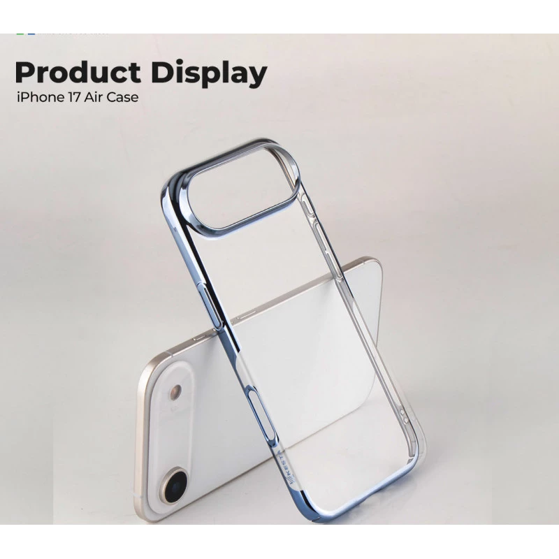 iPhone 17 Transparent Air Cover – Slim Blue Shockproof Case