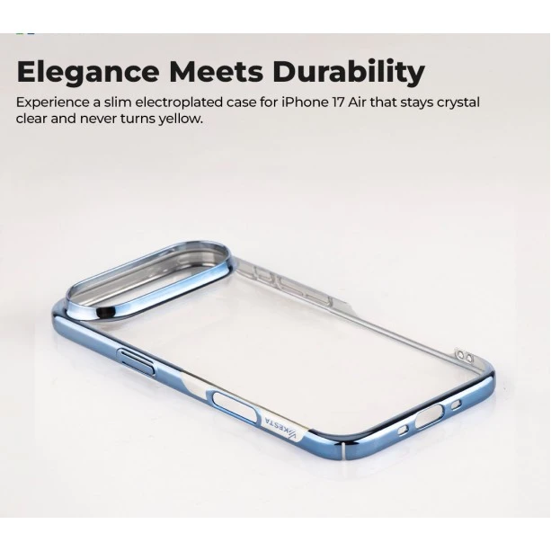 iPhone 17 Transparent Air Cover – Slim Blue Shockproof Case