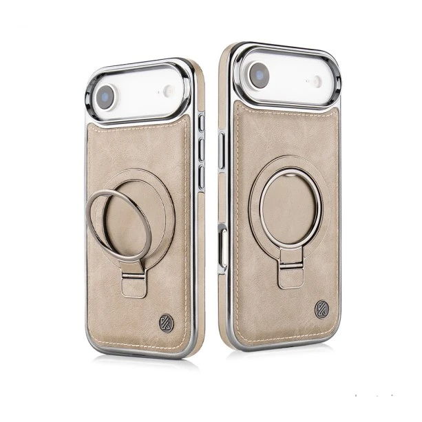 iPhone 17 Air Desert Leather Case with Ring Holder – Slim Protective Cover