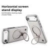 iPhone 17 Air Leather Case with Ring Holder – Grey Shockproof Cover