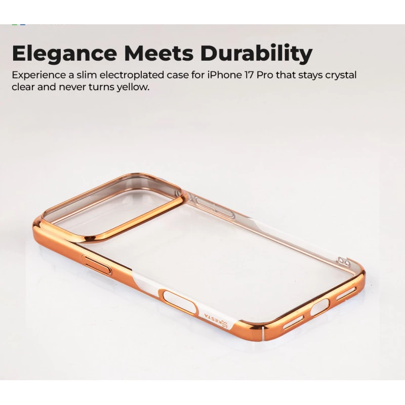 iPhone 17 Pro Orange Transparent MagSafe Case with Metallic Border