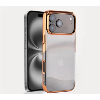 iPhone 17 Pro Orange Transparent MagSafe Case with Metallic Border