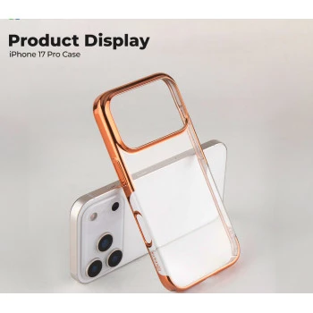 iPhone 17 Pro Orange Transparent MagSafe Case with Metallic Border