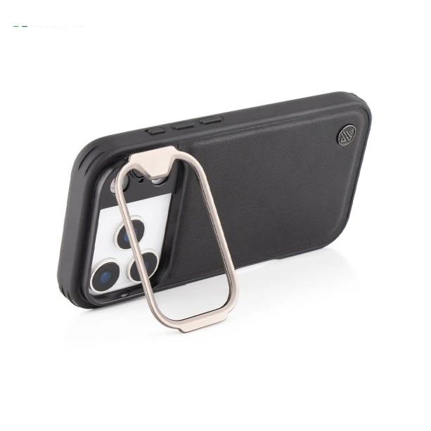 iPhone 17 Pro Black Leather Case – Eco-Friendly Shockproof Back Cover