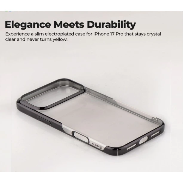 iPhone 17 Pro Transparent Black Shockproof Case – Slim Anti-Yellowing Cover