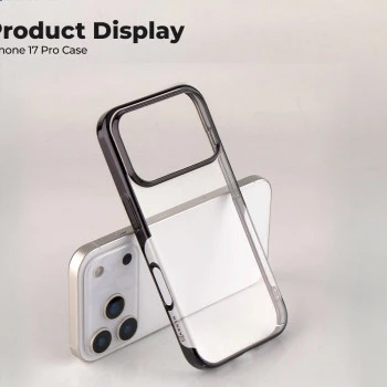 iPhone 17 Pro Max Transparent Black Shockproof Case | Slim Anti-Yellowing Cover
