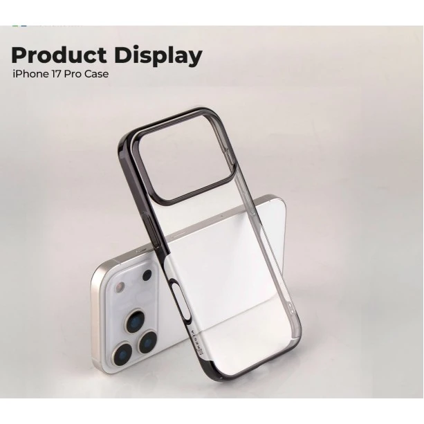 iPhone 17 Pro Max Transparent Black Shockproof Case | Slim Anti-Yellowing Cover