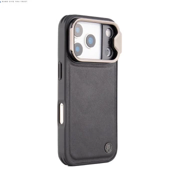 iPhone 17 Pro Max Black Leather Case – Elegant Eco-Friendly Shockproof Cover
