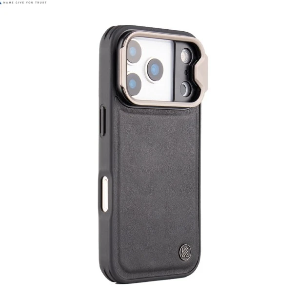 iPhone 17 Pro Max Black Leather Case – Elegant Eco-Friendly Shockproof Cover