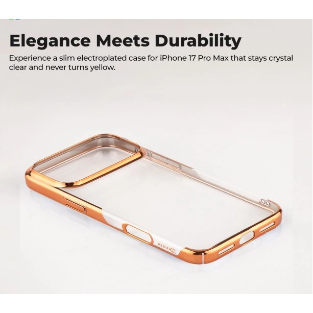 iPhone 17 Pro Max Transparent Orange Shockproof Case | Slim Anti-Yellowing Cover