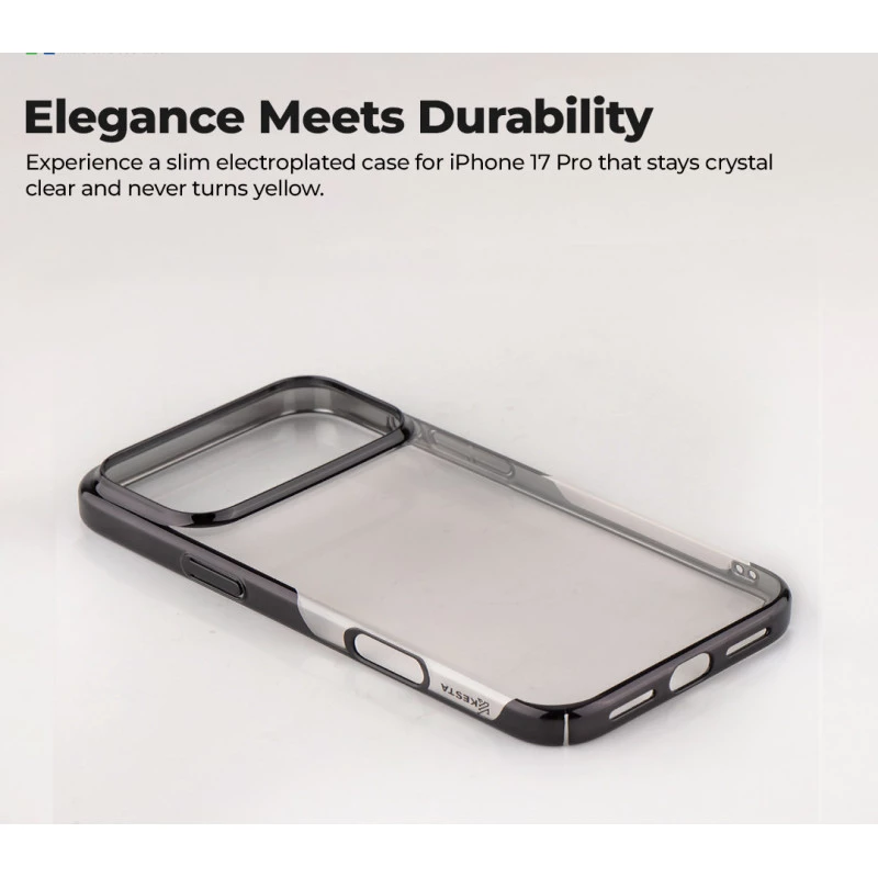 iPhone 17 Pro Max Transparent Black Shockproof Case | Slim Anti-Yellowing Cover
