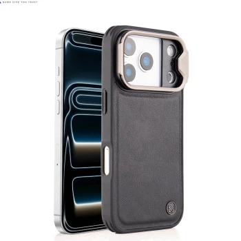 iPhone 17 Pro Max Black Leather Case – Elegant Eco-Friendly Shockproof Cover
