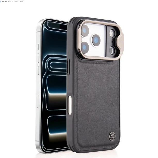 iPhone 17 Pro Max Black Leather Case – Elegant Eco-Friendly Shockproof Cover