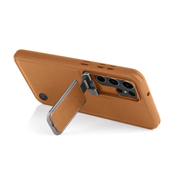 Samsung Galaxy S24 Ultra Brown Titanium Leather Case – Elegant Protective Back Cover