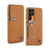 Samsung Galaxy S24 Ultra Brown Titanium Leather Case – Elegant Protective Back Cover