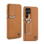 Samsung Galaxy S24 Ultra Brown Titanium Leather Case – Elegant Protective Back Cover