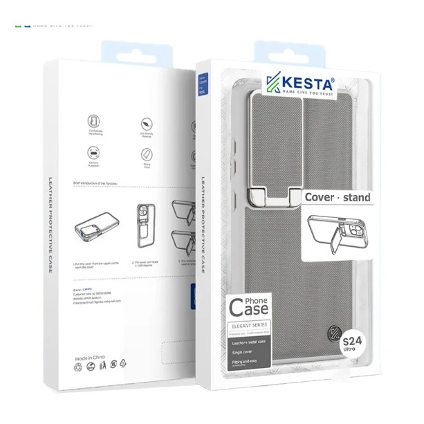 Samsung Galaxy S24 Ultra Grey Titanium Leather Case – Elegant Protective Back Cover
