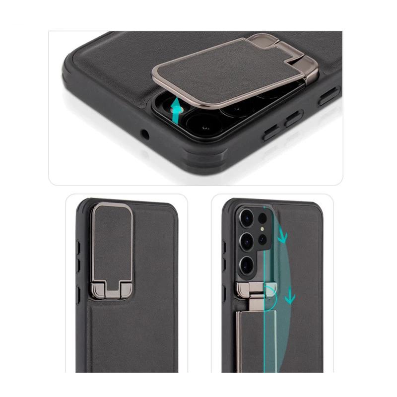 Samsung Galaxy S24 Ultra Black Titanium Leather Case – Elegant Protective Back Cover