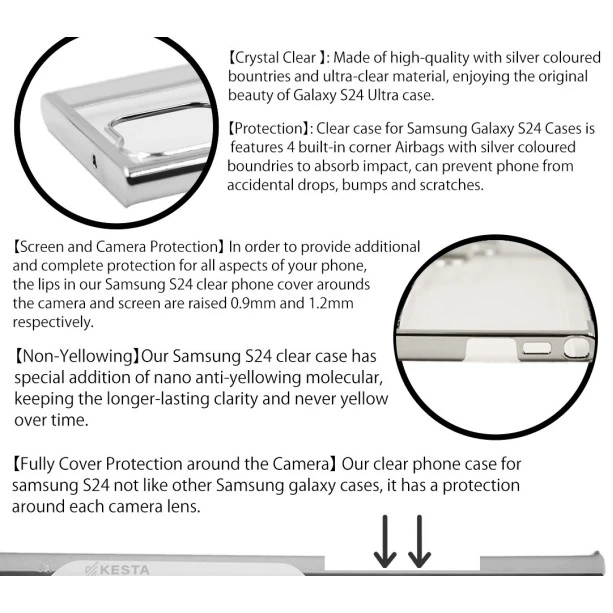 Samsung Galaxy S24 Ultra Transparent Case – Noble Silver