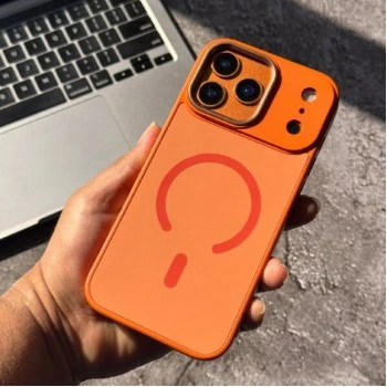 MagSafe Protective Case for iPhone | Dual-Tone Cover with Camera Protection | Orange Color