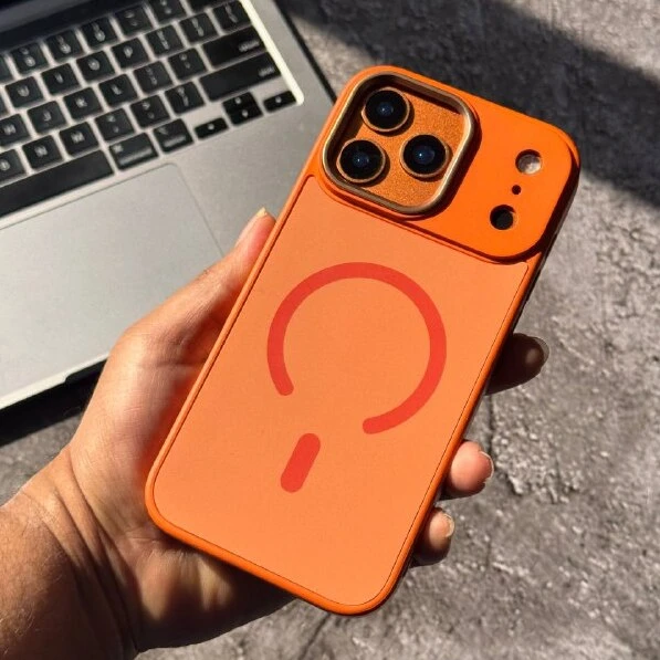 MagSafe Protective Case for iPhone with Dual-Tone Design (Orange) and Camera Protection