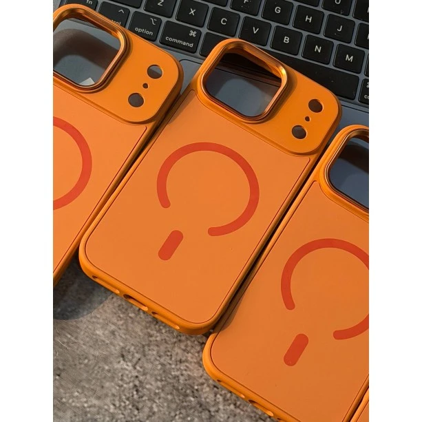 MagSafe Protective Case for iPhone with Dual-Tone Design (Orange) and Camera Protection