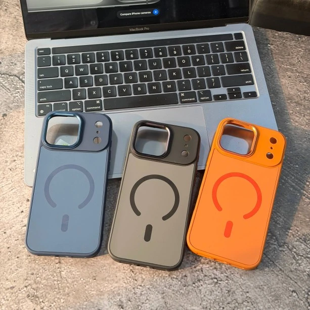 MagSafe Protective Case for iPhone with Dual-Tone Design (Orange) and Camera Protection