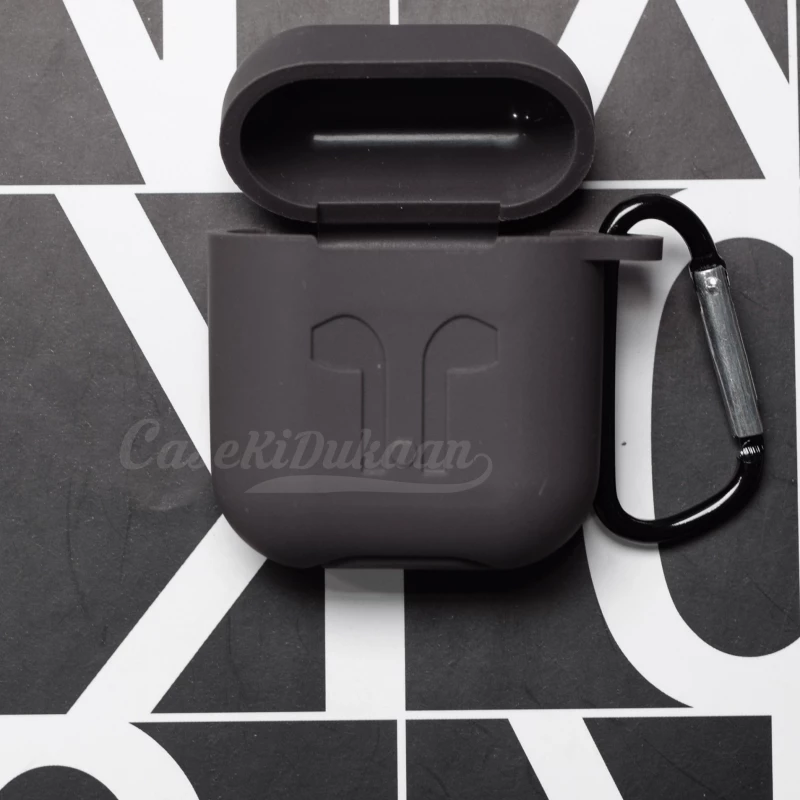 Soft Silicon Protective Carrying Case / Cover For Apple Airpods Headsets -  Coffee Gray 