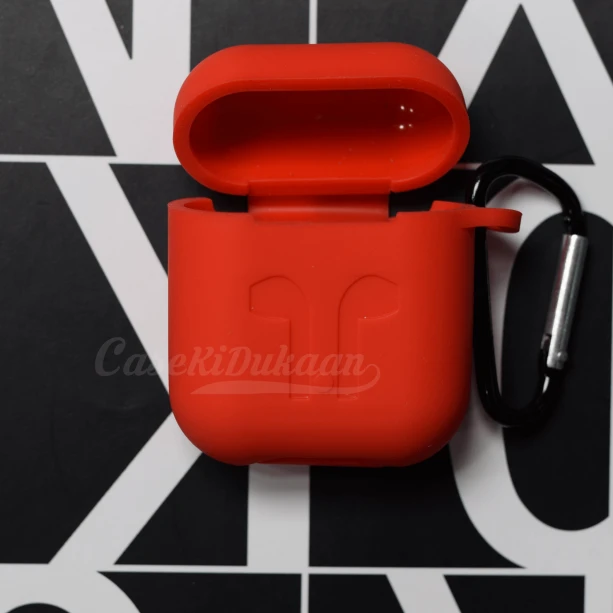 Soft Silicon Protective Carrying Case / Cover For Apple Airpods 1/2 Headsets -  Red
