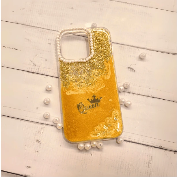 Golden Queen Resin Case for iPhone 15