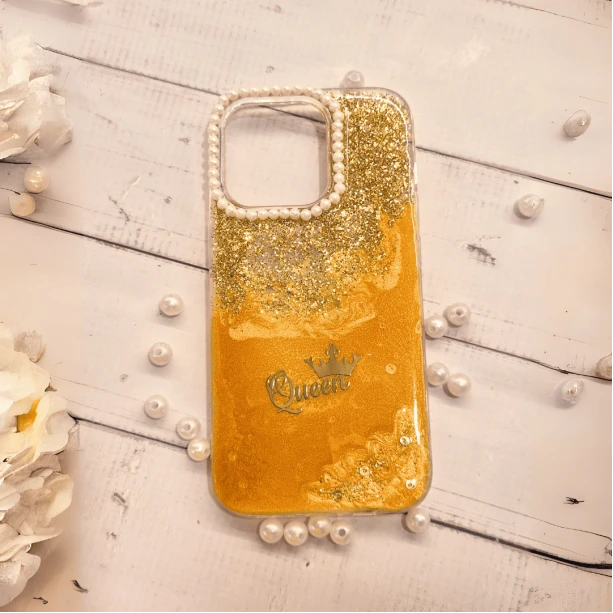 Golden Queen Resin Case for iPhone 15