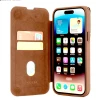 iPhone 14 Pro Leather Flip Cover – Elegant Brown Case