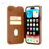 iPhone 14 Pro Leather Flip Cover – Elegant Brown Case